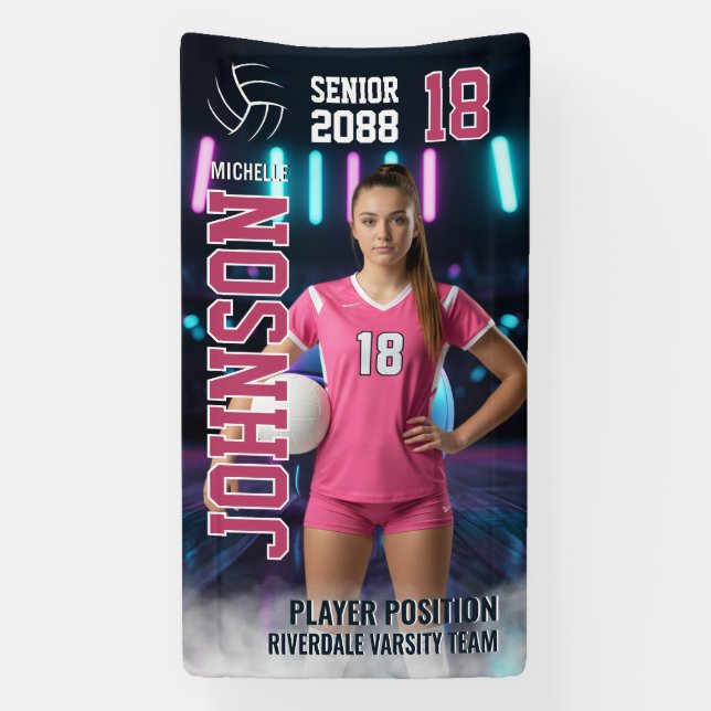 Banderoles Volleyball Player Senior Night Photo Futuristic (Verticale)