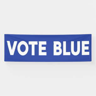 Banderoles Vote Bleu gras blanc texte sur bleu politique