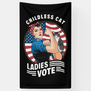 Banderoles Vote de dame de chat sans enfant Vintage Rosie la