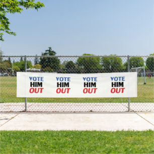 Banderoles Vote Hors rouge blanc et bleu typographie moderne