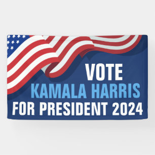Banderoles Vote Kamala Harris pour le Président 2024 Blue