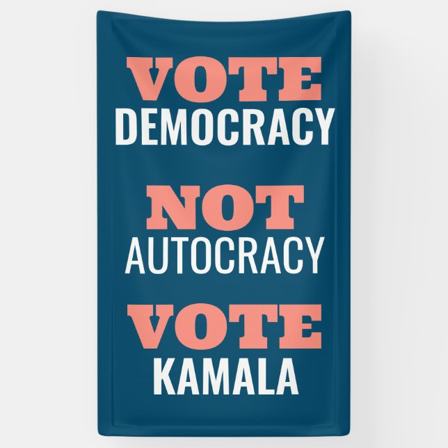 Banderoles Vote Kamala pas l'autocratie Customisée (Vertical)