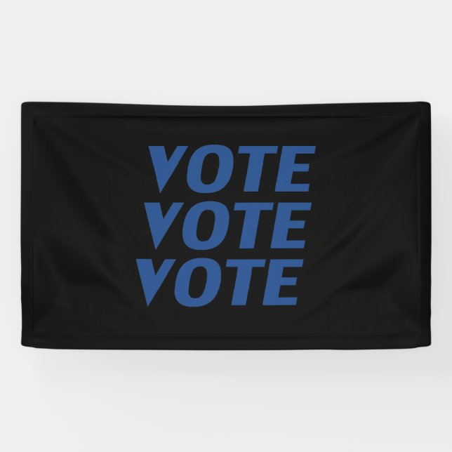 Banderoles "Vote vote" en lettres bleues, arrière - plan noir (Horizontal)