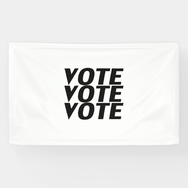 Banderoles "Vote vote" en lettres noires, arrière - plan blan (Horizontal)