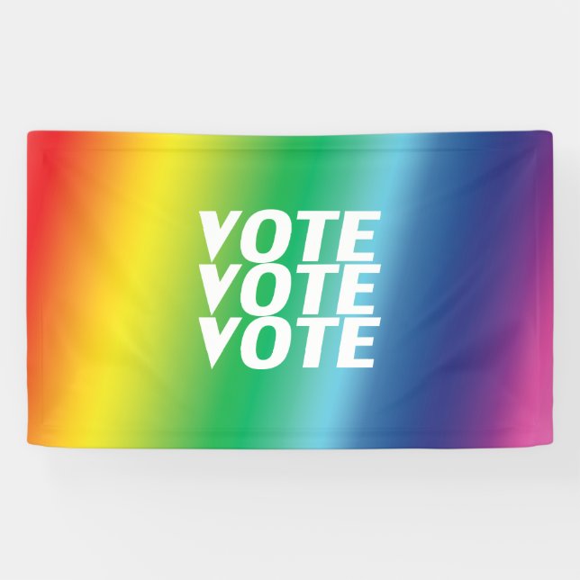 Banderoles "Vote vote" white pride lgbtq lgbt rainbow (Horizontal)