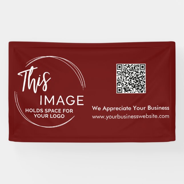 Banderoles Votre logo et code QR Business Promo Bourgogne Rou (Horizontal)