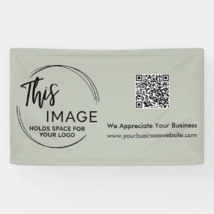 Banderoles Votre logo et code QR Business Promo Sage Green