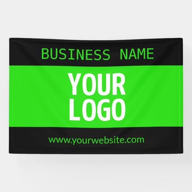 Banderoles Votre logo ou image | Noir et vert brillant (Horizontal)