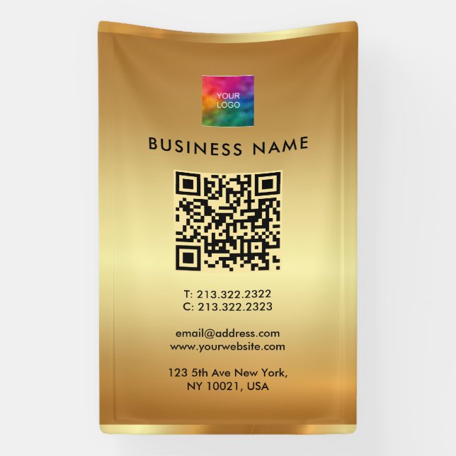 Banderoles Votre logo QR Code Marque extérieure Vertical Faux (Verticale)