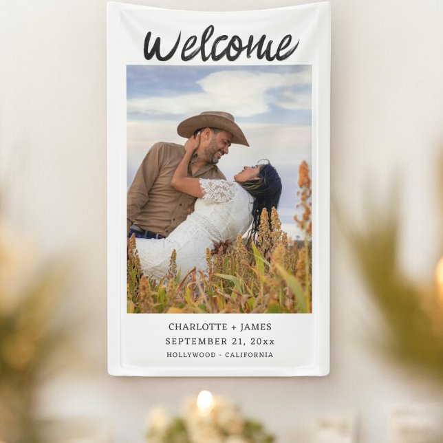 Banderoles Votre Mariage de bienvenue photo (Your Photo Welcome Wedding Banners from Ricaso. Add your own photograph/ text. modern wedding decor)