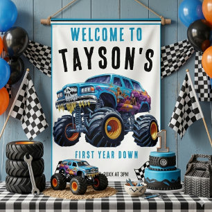 Banderoles Vroom Zoom Monster Truck Boom   Fête de 1er Annive