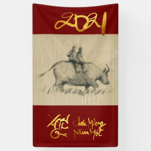 Banderoles W Buffalo Enfants Chinois Ox Année 2021 Vertical B