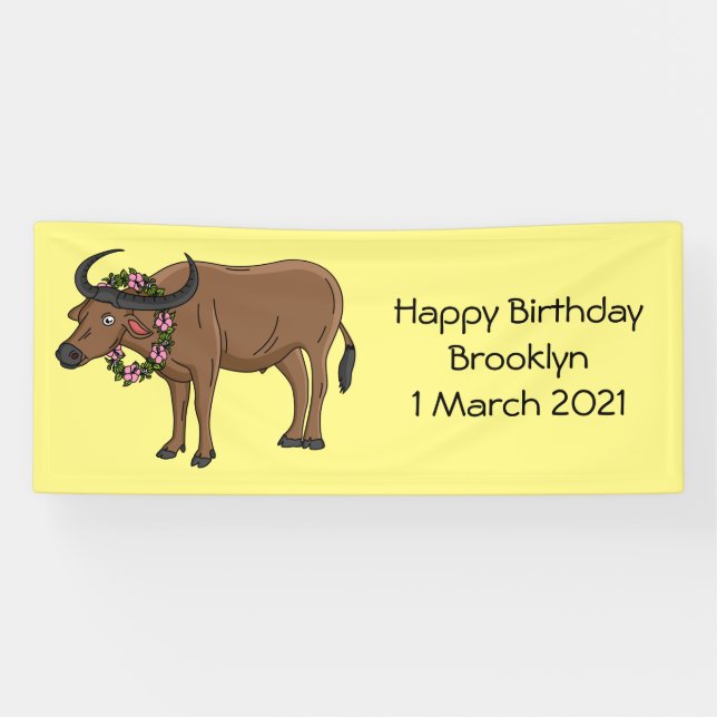 Banderoles Water buffalo with flowers (Horizontal)