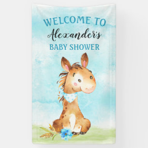 Banderoles Watercolor Boy Horse Baby shower Farm