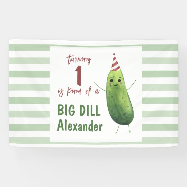 Banderoles Watercolor Concomber Big Dill fête d'anniversaire (Horizontal)