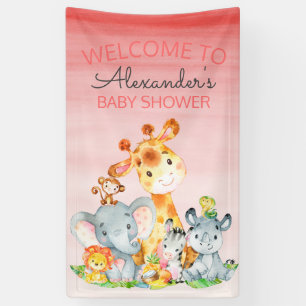 Banderoles Watercolor Cute Safari Jungle Baby shower