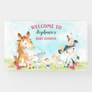 Banderoles Watercolor Farm Animaux Fille Baby shower