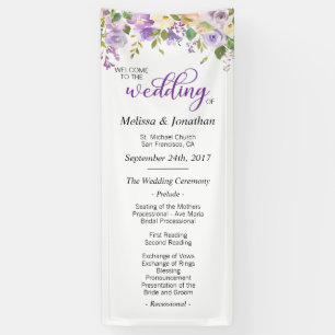 Banderoles Watercolor Floral Purple Lavender Wedding Programm