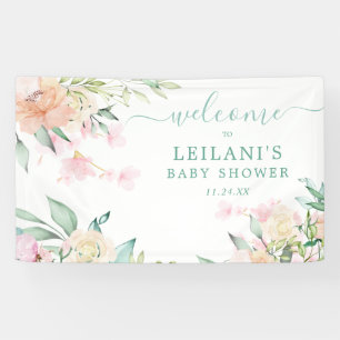 Banderoles Watercolor Florale Pastel Wreath Oh Baby Welcome