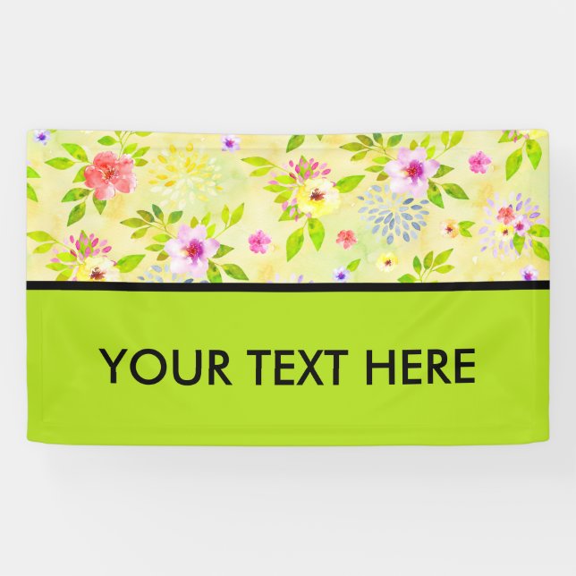 Banderoles Watercolor Flowers seamless pattern I + your ideas (Horizontal)