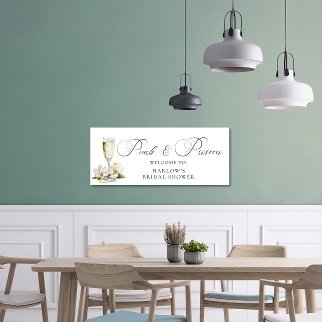 Banderoles Watercolor Perles et Prosecco Enterrement de Vie d (Pearls and Prosecco Bridal Shower Banner)