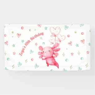 Banderoles Watercolor Pink Axolotl Fun Anniversaire de enfant
