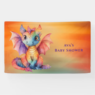 Banderoles Watercolor Rainbow Dragon Baby shower