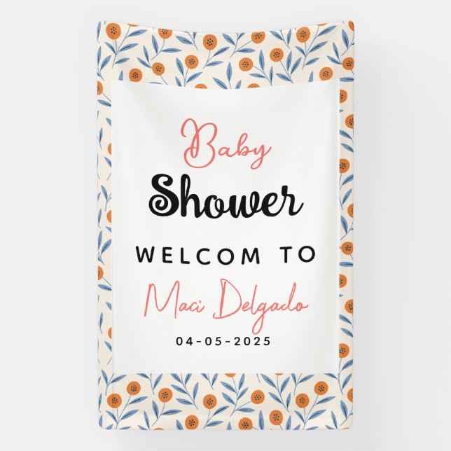 Banderoles Watercolor Roses & Eucalyptus Baby Shower (Verticale)