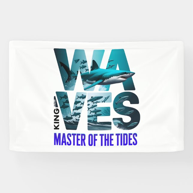 Banderoles Waves King - Shark Master of the Tides (Horizontal)
