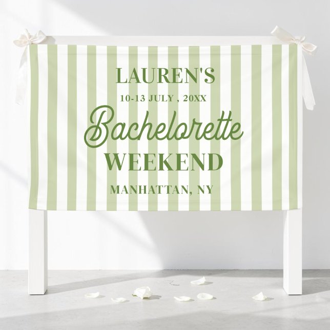 Banderoles Week-end de Bachelorette Olive Verte Rayée (Créateur téléchargé)