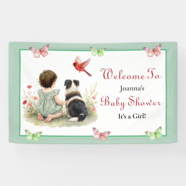 Banderoles Welcome Baby Shower | Baby and Puppy Dog (Horizontal)
