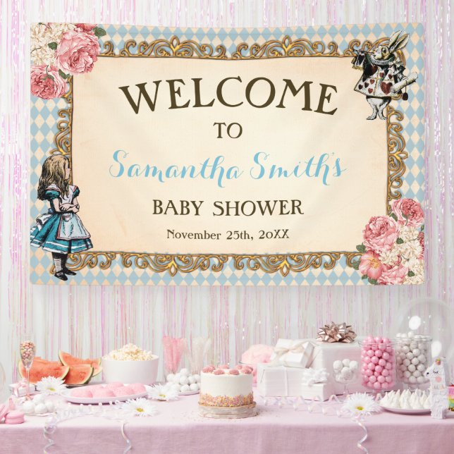 Banderoles Welcome Baby Shower Banner Vintage Alice (Fête)