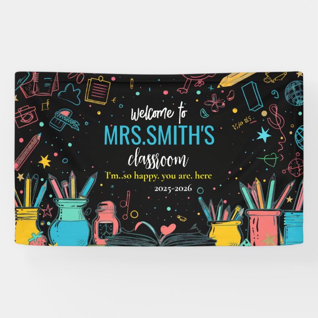 Banderoles Welcome Back to School Colorful First Day  (Horizontal)