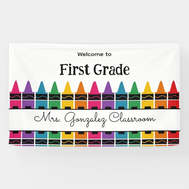 Banderoles Welcome Back to School Rainbow Crayon  (Horizontal)