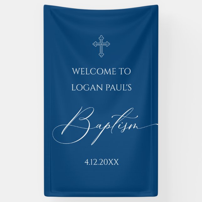 Banderoles WELCOME BAPTISM banner custom BLUE (Vertical)