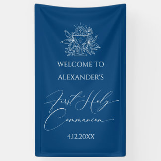 Banderoles WELCOME FIRST COMMUNION banner custom Blue