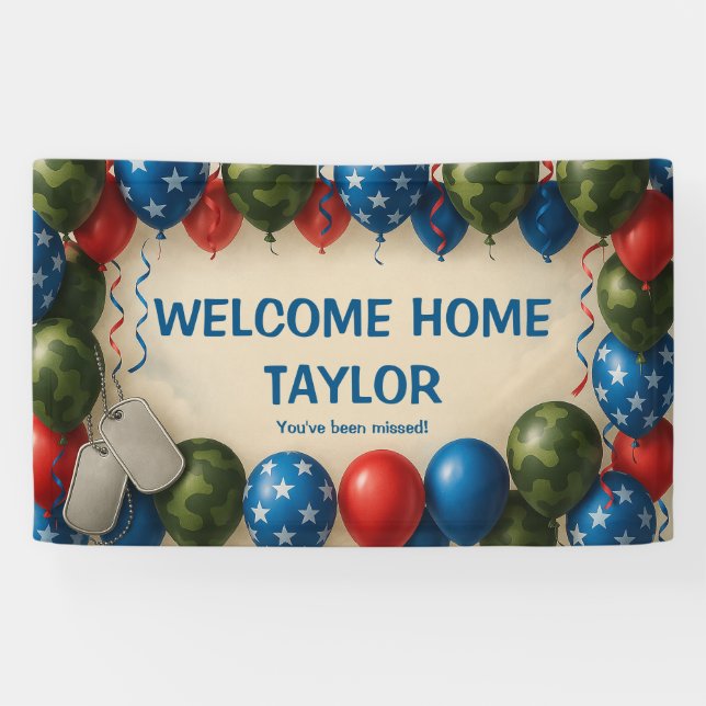 Banderoles Welcome Home Military Banner – Custom Camo Balloon (Horizontal)