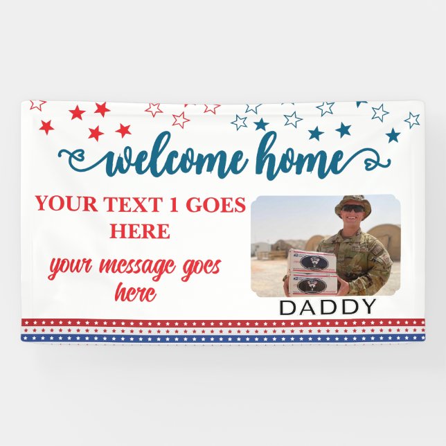 Banderoles Welcome Home Soldier Patriotic Photo Custom  (Horizontal)