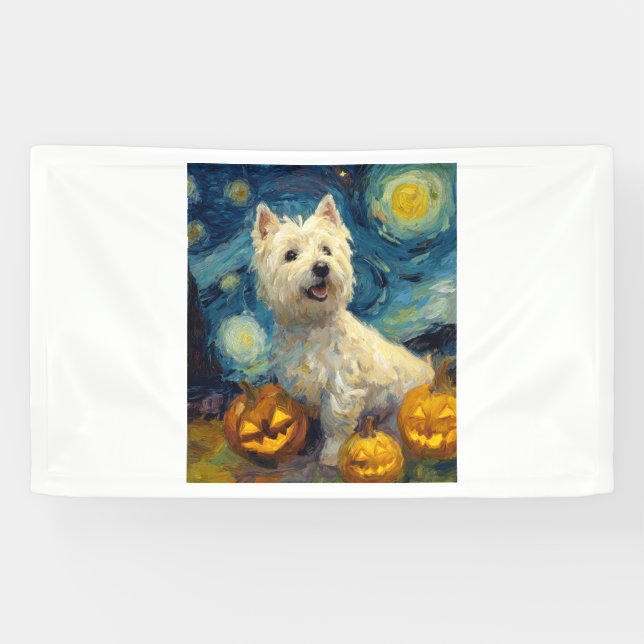 Banderoles West Highland Terrier Cute Dog Halloween Jack O La (Horizontal)