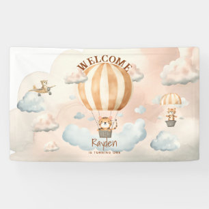 Banderoles Whimsical Cute Tiger Hot Air ballon 1er Anniversai