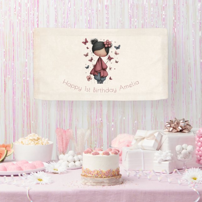 Banderoles Whimsical Fairy Doll Retro Cute Birthday (Fête)