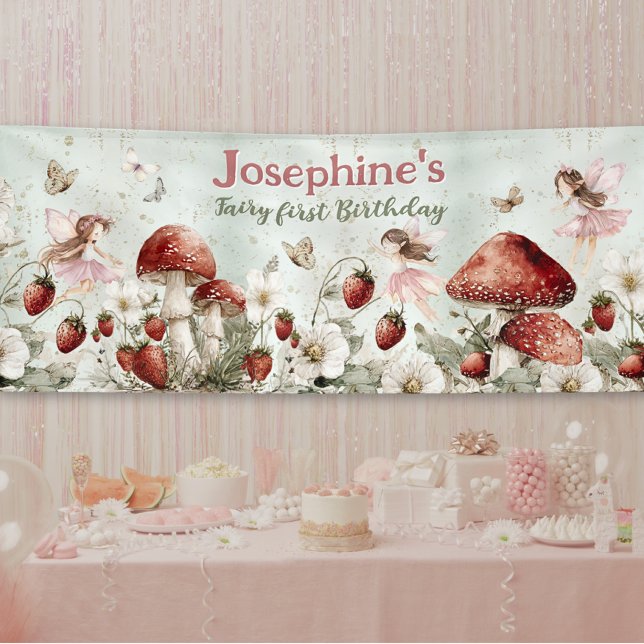 Banderoles whimsical fairy first birthday custom long (Créateur téléchargé)