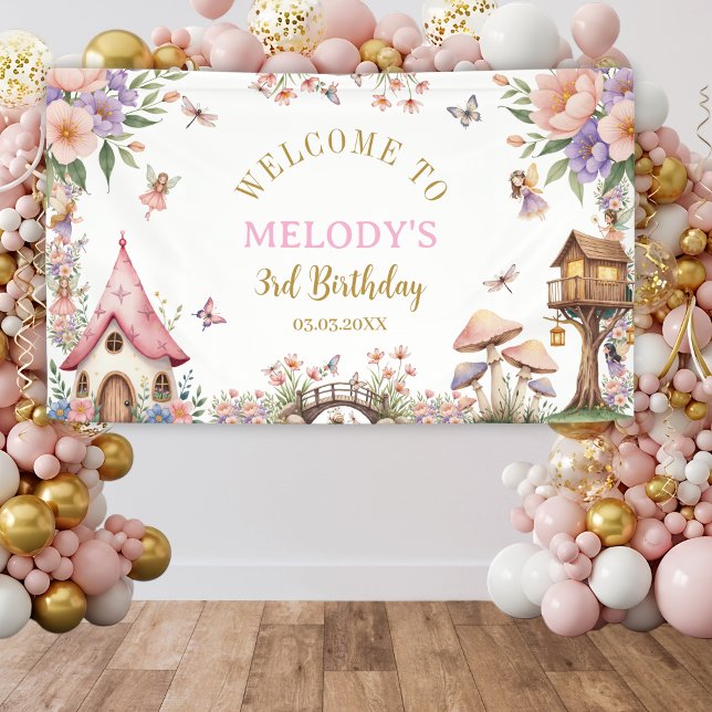 Banderoles Whimsical Flower Fairy 3rd birthday Banner (Créateur téléchargé)