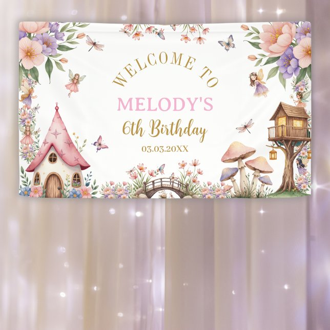 Banderoles Whimsical Flower Fairy 6th birthday Banner (Créateur téléchargé)