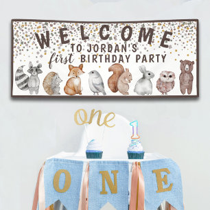 Banderoles Whimsical Woodland Animaux Anniversaire Bienvenue