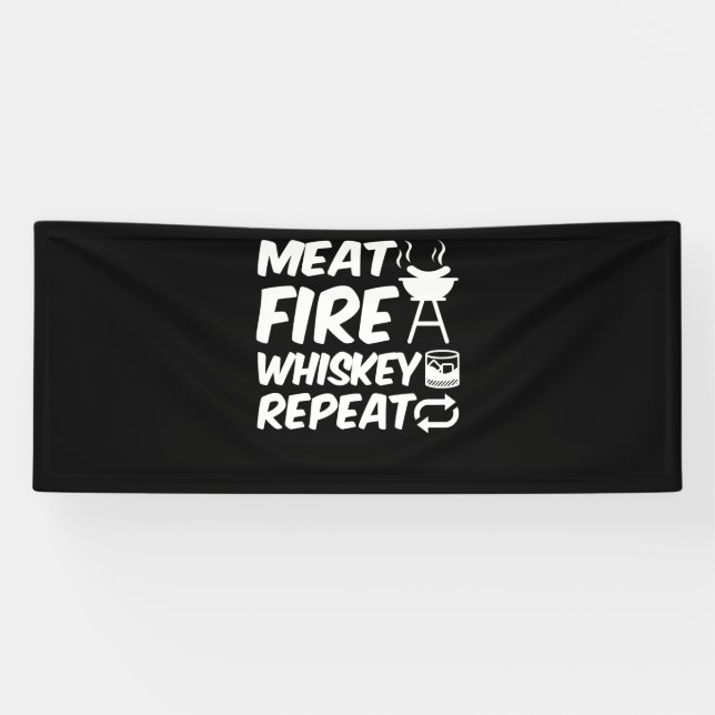 Banderoles Whiskey de feu de viande Répétition | Drôle de dir (Horizontal)