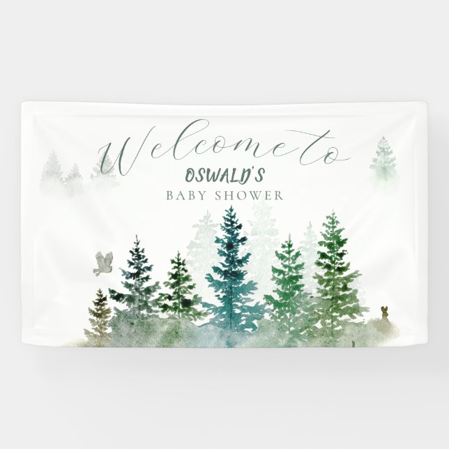 Banderoles Wild One 1st Birthday Watercolor Woodland Animals (Horizontal)