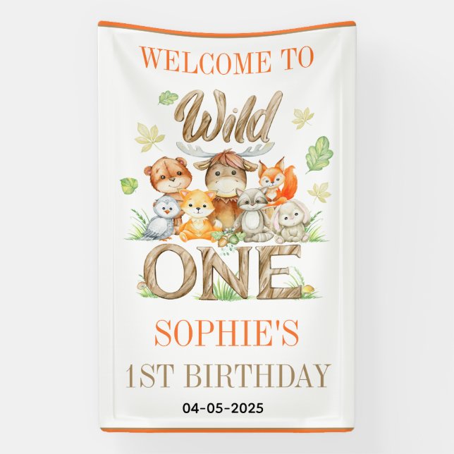 Banderoles Wild One Animal 1st Birthday Party | Safari Jungle (Verticale)