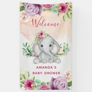 Banderoles Wild One - Baby Elephant and Flowers