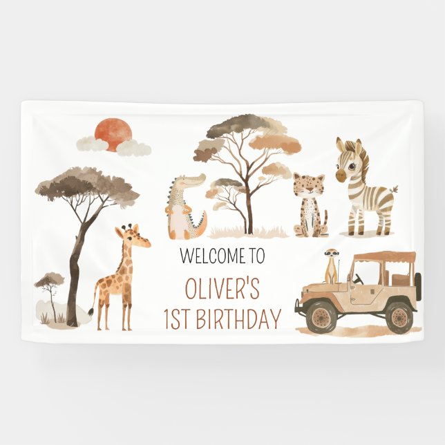 Banderoles Wild One Boy 1er Anniversaire Safari (Horizontal)